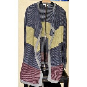 CAbi Womens Cascading Striped Color block Open Front Cardigan Sweater Size Small